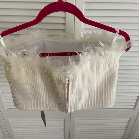 NWT 30% Off-Andres Otalora Brassavola Feather-Embellished Silk-Organza Top -US 6 - Picture 10 of 14